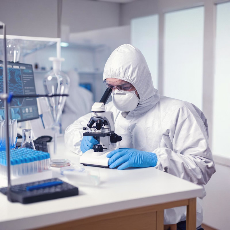 Independent lab analyst processing a EnviroPure Mold Services air sample